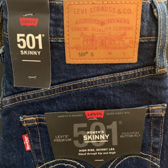 NWT Levi’s Premium 501 High Rise Skinny Jeans in Blue - Picture 8 of 11